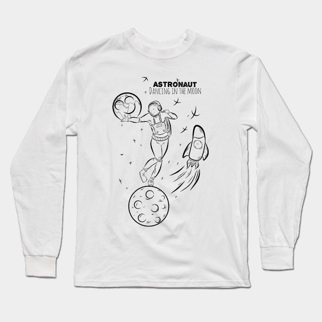 astronaut dancing in the moon Long Sleeve T-Shirt by Ticus7